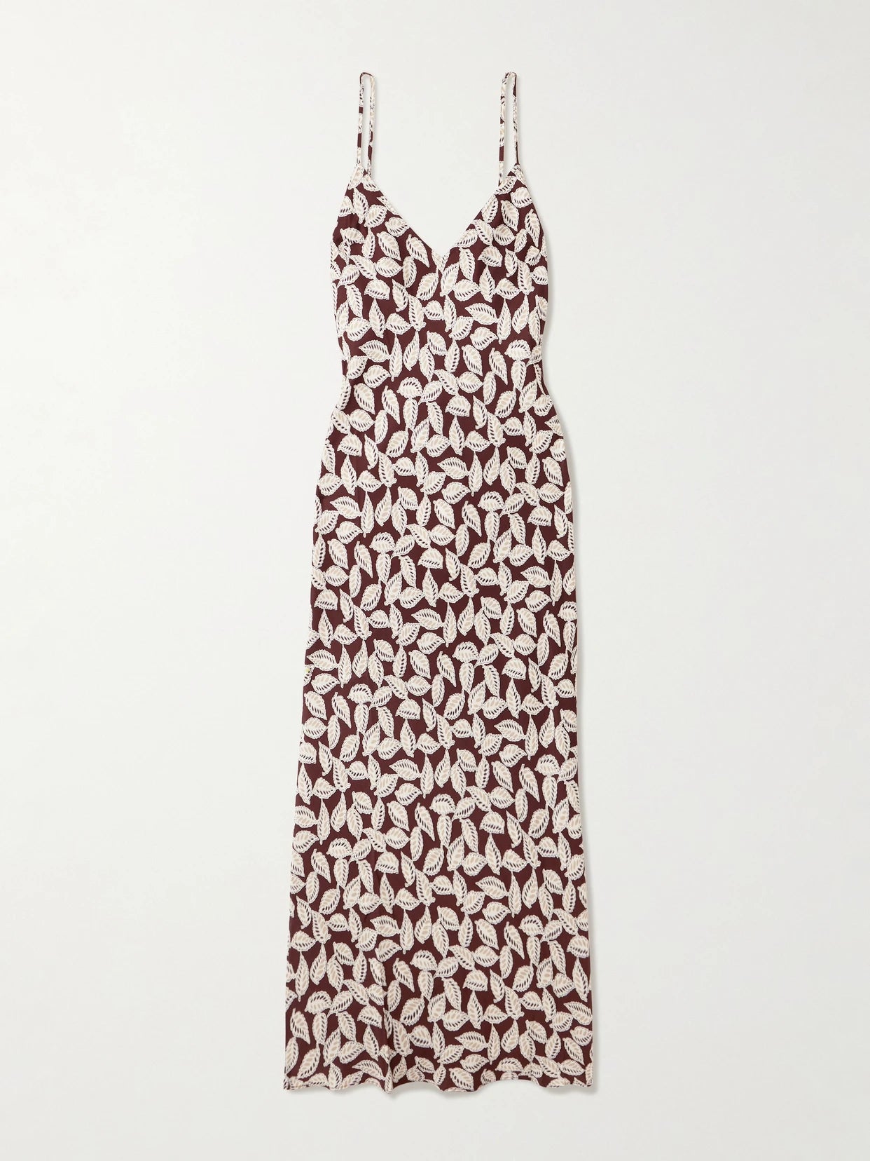 Image of Dresses. Product name - Paper Birch Printed Twill Maxi Dress in Brown colour by brand - BODE