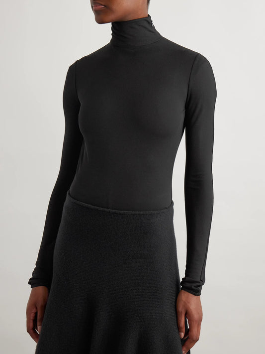Open-back Jersey Turtleneck Bodysuit
