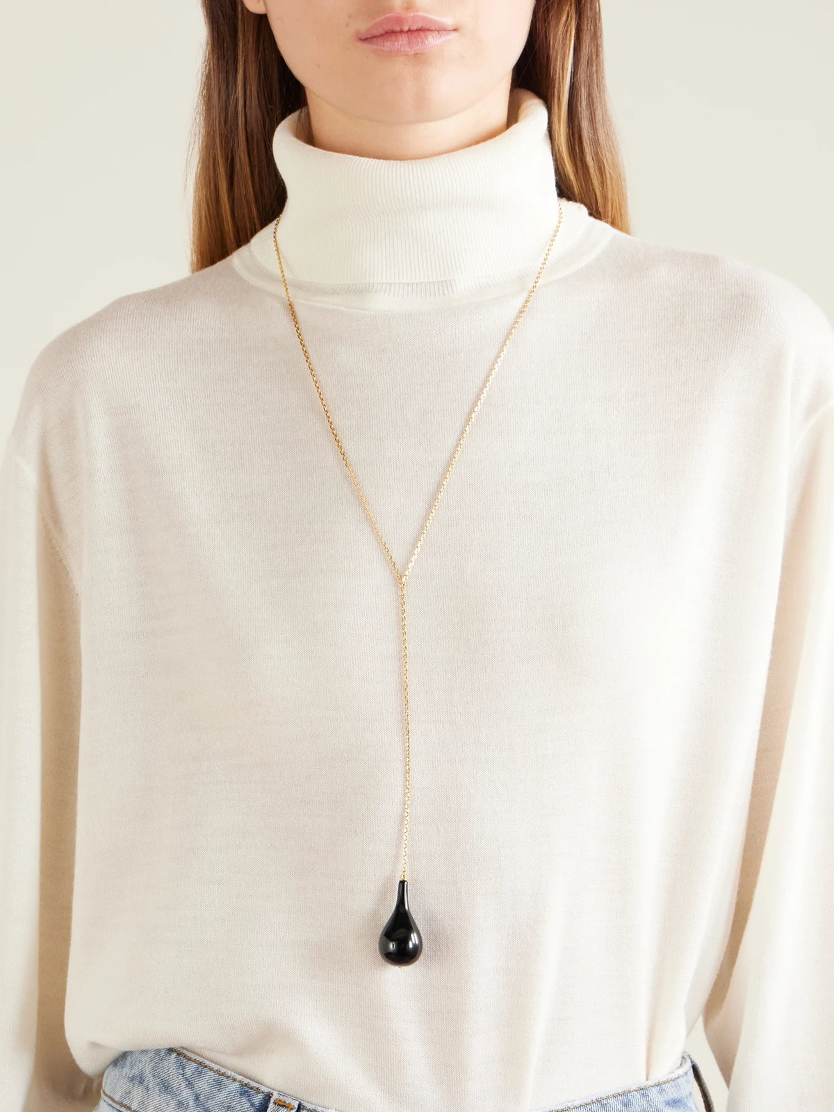 Gold-plated, Onyx And Swarovski Crystal Necklace