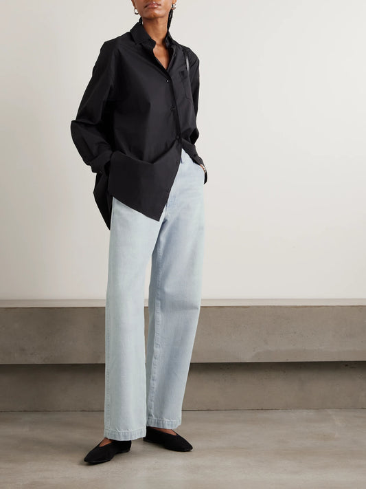 Image of Jeans. Product name - + Maria Mcmanus Mid-rise Wide-leg Jeans in Light denim colour by brand - AGOLDE