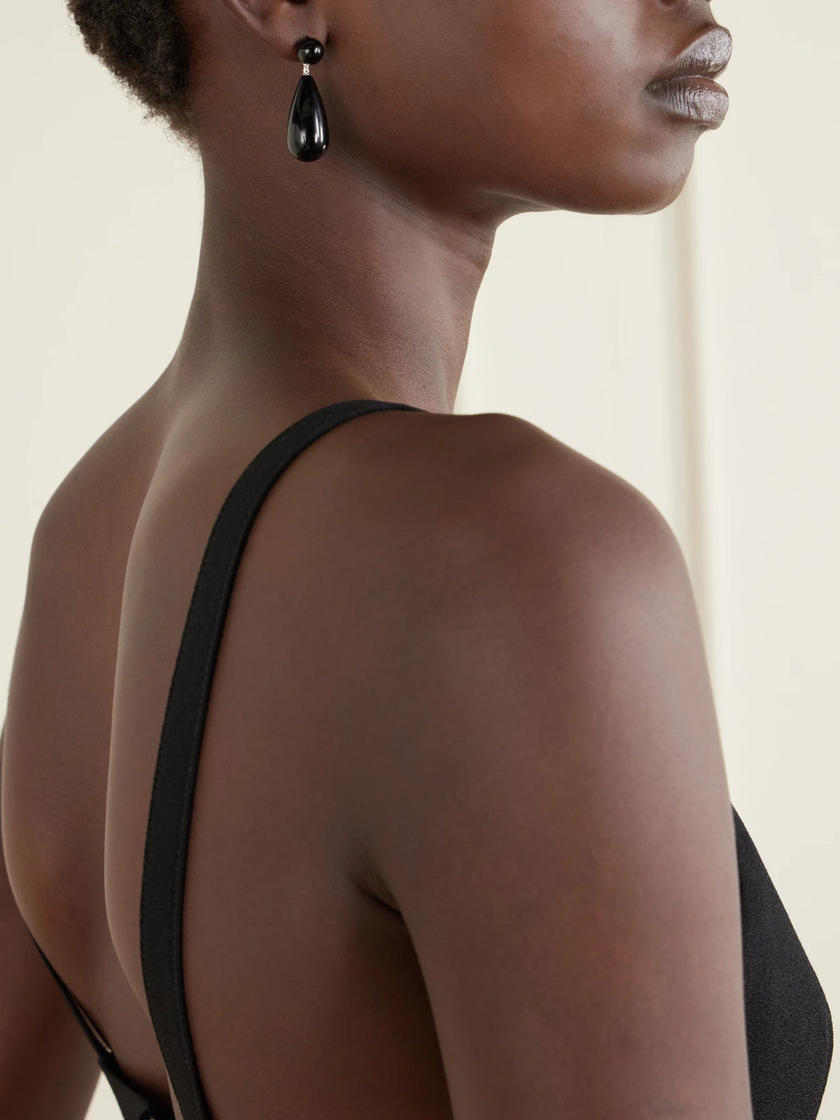 Image of Earrings. Product name - The Lola Sterling Silver Onyx Earrings in Black colour by brand - LIÉ STUDIO