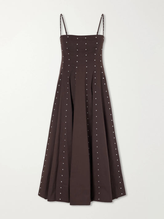 Wylie Embellished Paneled Cotton-blend Poplin Midi Dress