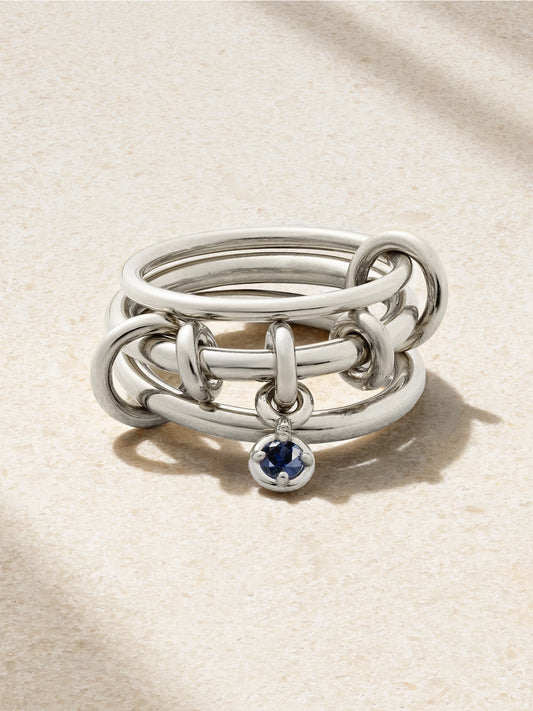 Piera Set Of Three Sterling Silver Sapphire Rings