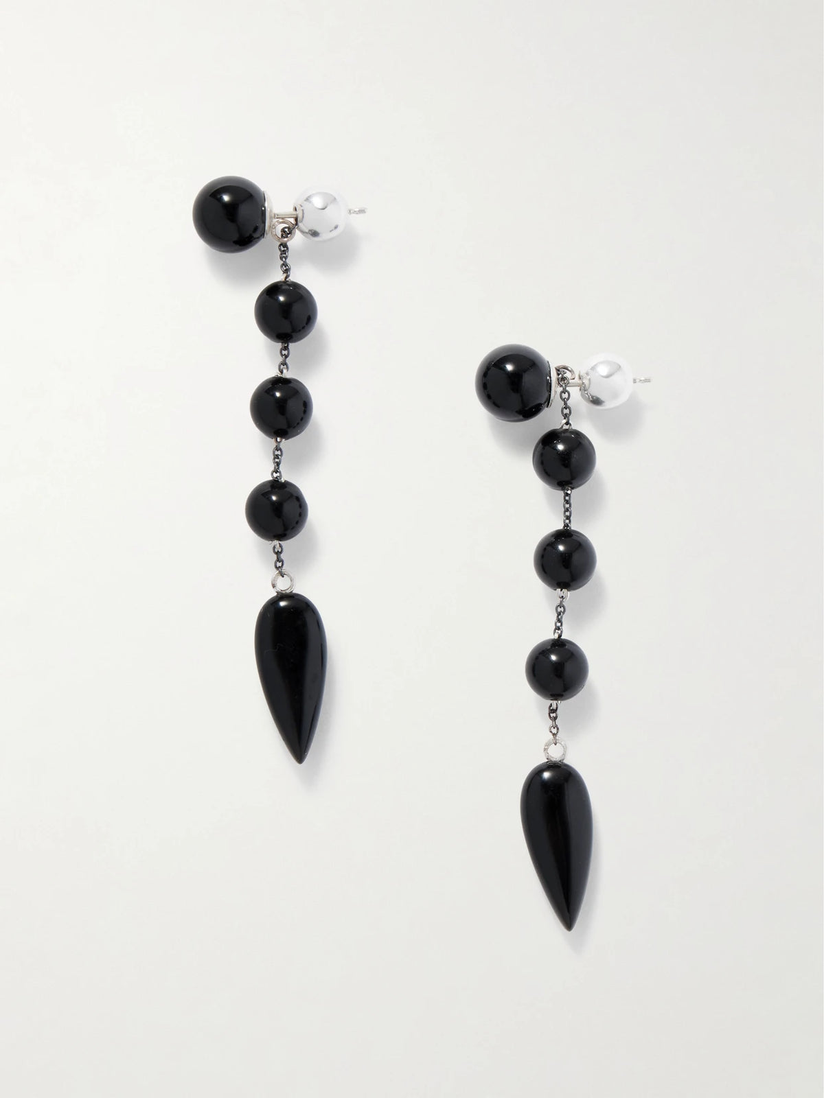 Small Phoenician Silver And Onyx Earrings