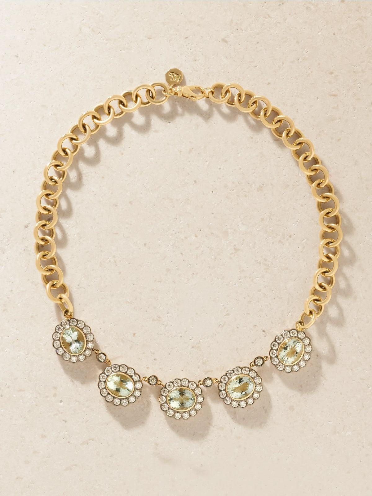 Marlo Laz Alexandra 14-karat Gold, Aquamarine And Diamond Necklace