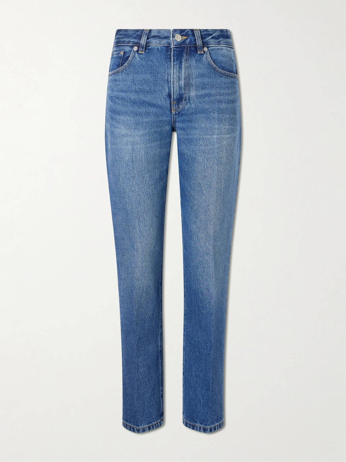Leather-trimmed Low-waist Flared Jeans