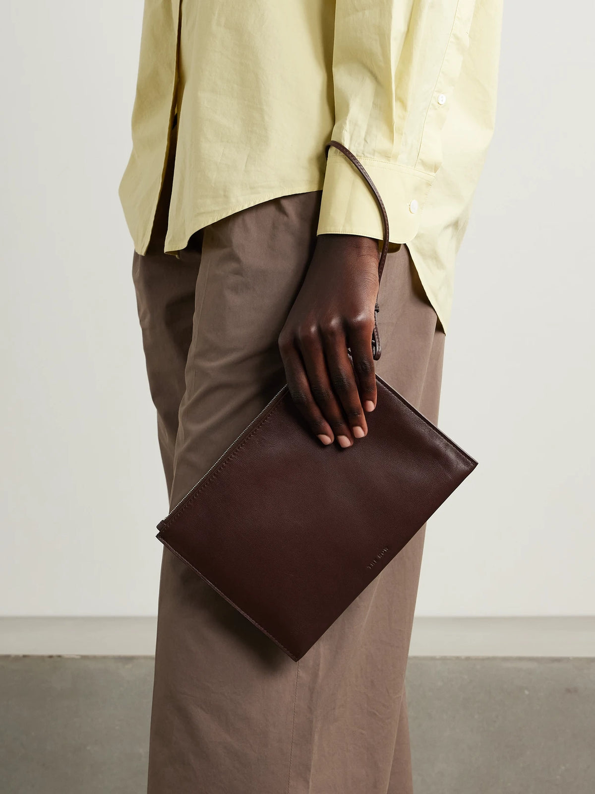 Image of Bags. Product name - Leather Pouch in Brown colour by brand - The Row