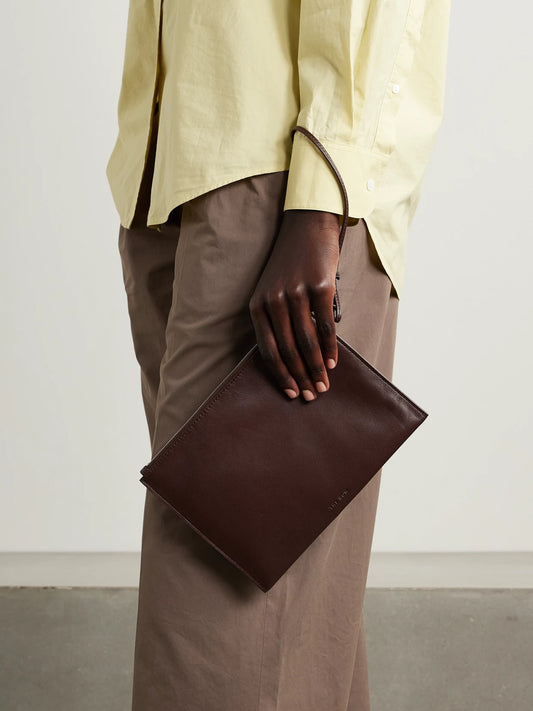 Image of Bags. Product name - Leather Pouch in Brown colour by brand - The Row