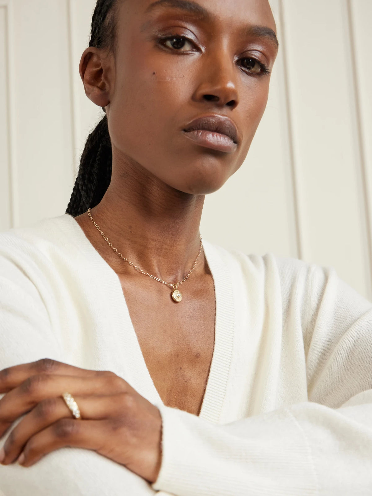 Image of Necklaces. Product name - Lasso 14-karat Gold Diamond Necklace in Multi colour by brand - Marlo Laz