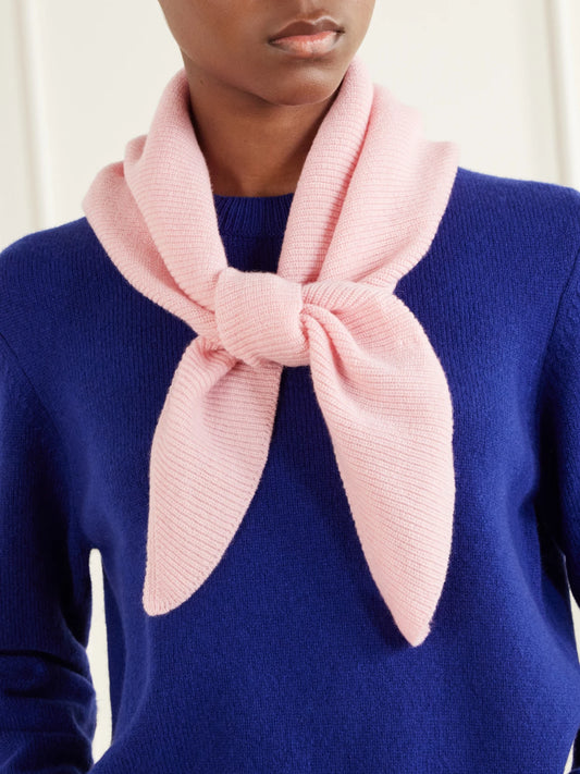 Image of Scarves & Shawls. Product name - Fionn Ribbed Cashmere Scarf in Pink, Camel colour by brand - &Daughter