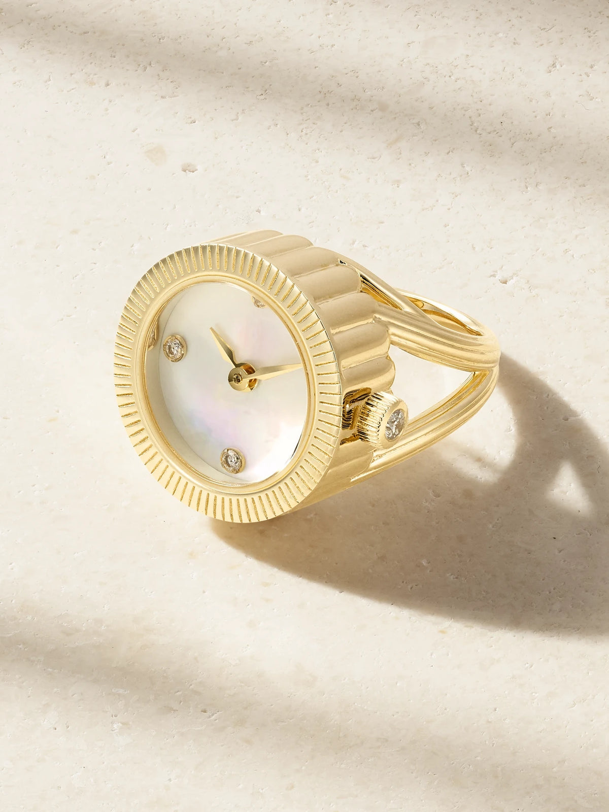 9-karat Gold, Mother-of-pearl And Diamond Ring Watch