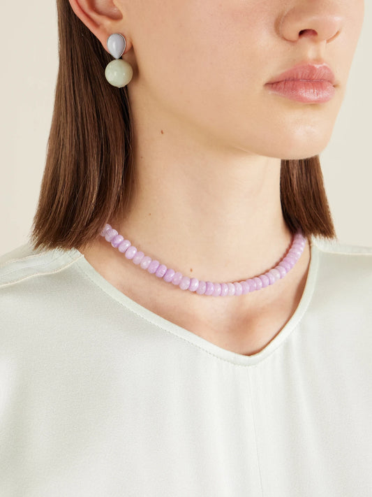 Image of Necklaces. Product name - Rora Gold-tone Jade Necklace in Purple colour by brand - Jennifer Behr