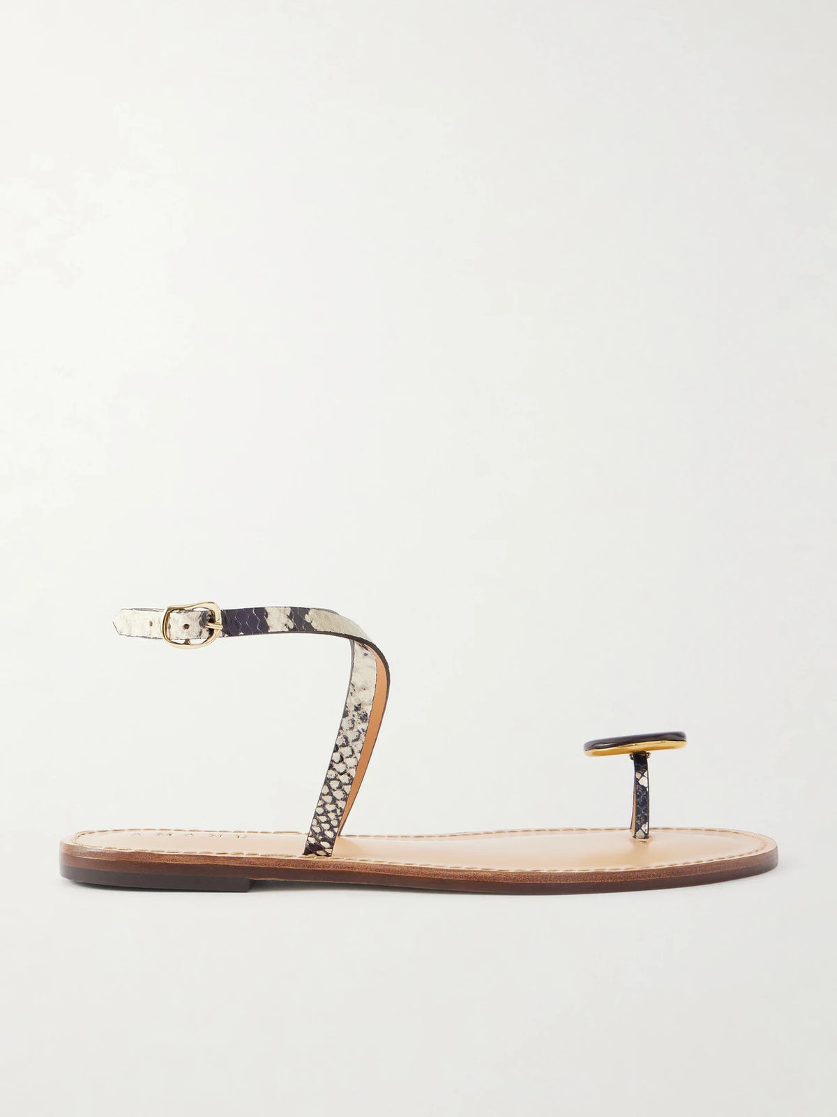 The Kigali Embellished Snake-effect Leather Flats