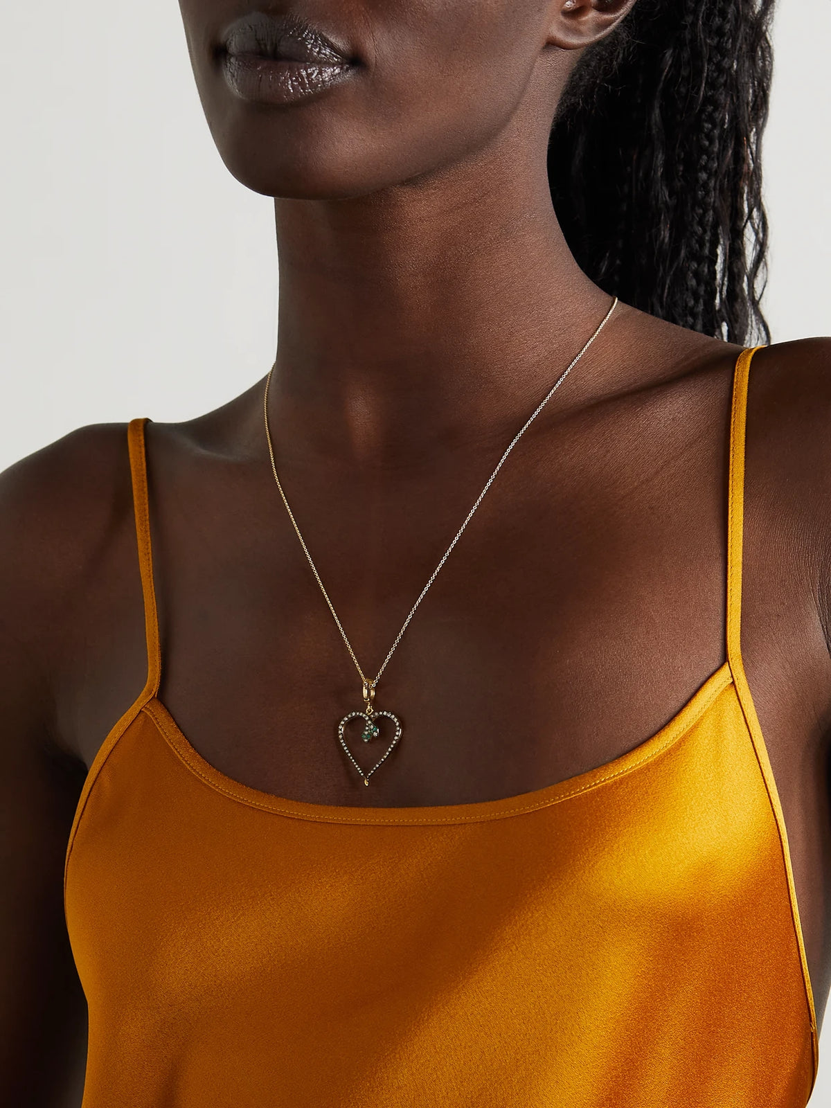 Image of Necklaces. Product name - Miracle Love 18-karat Gold, Diamond And Emerald Necklace in Multi colour by brand - Ileana Makri