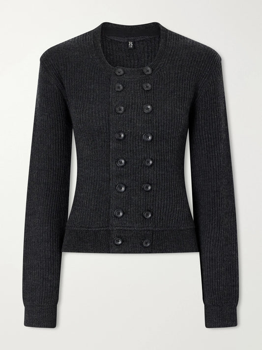 R13 Double-breasted Ribbed-knit Merino Wool Cardigan