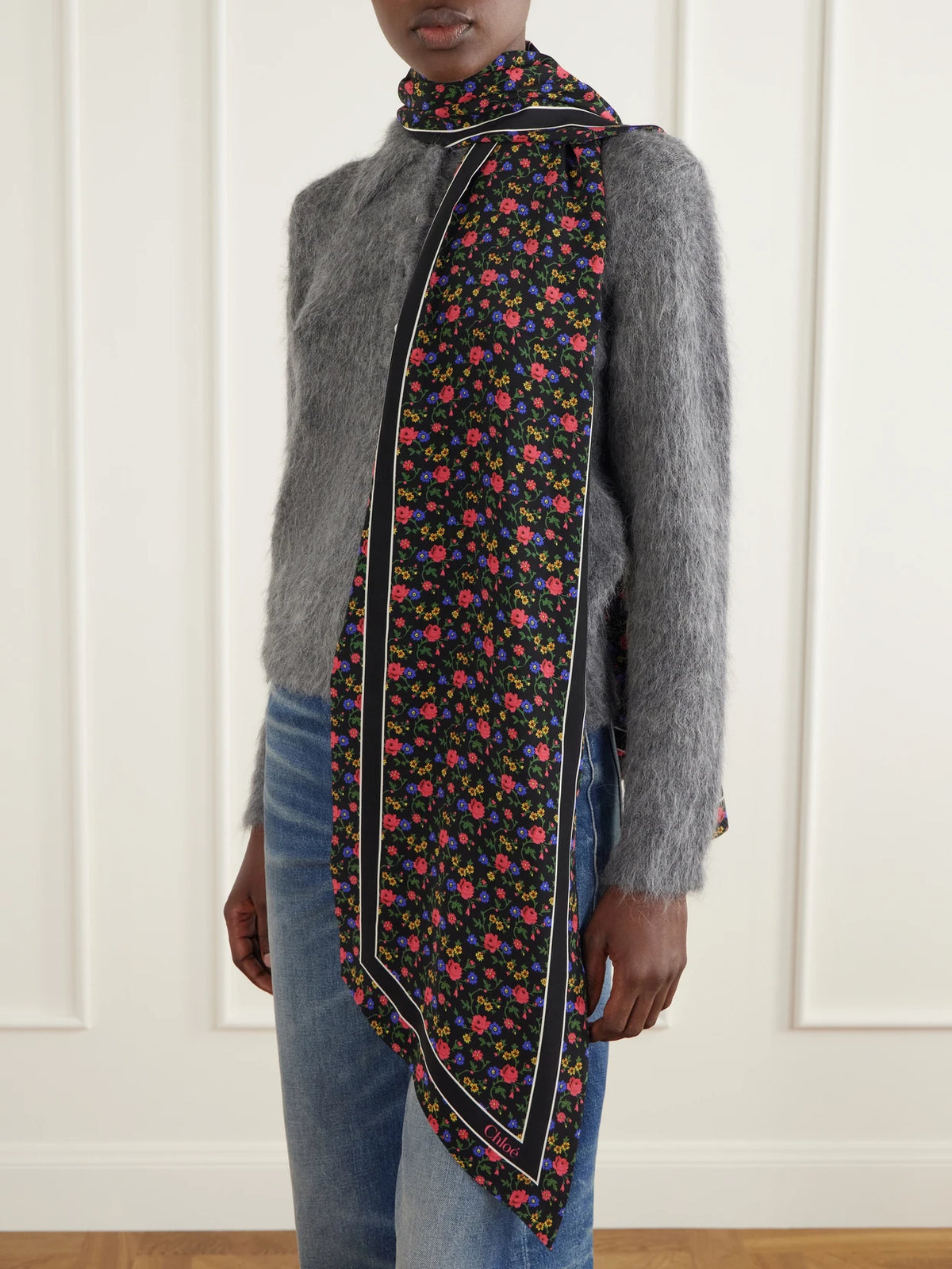Chloé Folk Floral-printed Silk-crepe Scarf