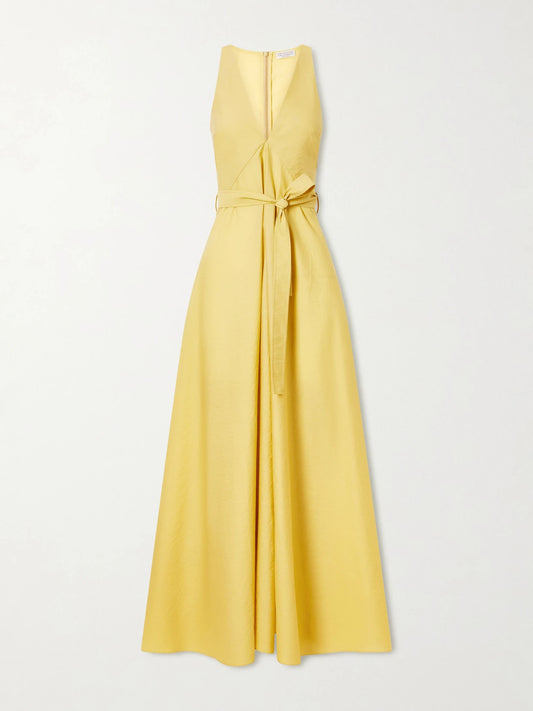 Belted Cotton-blend Midi Dress