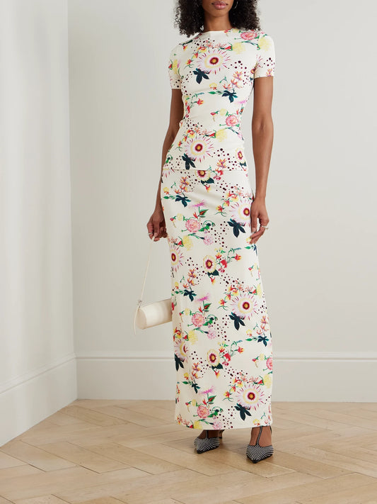 Image of T-Shirts. Product name - Floral-print Jersey T-shirt in Multi colour by brand - RABANNE