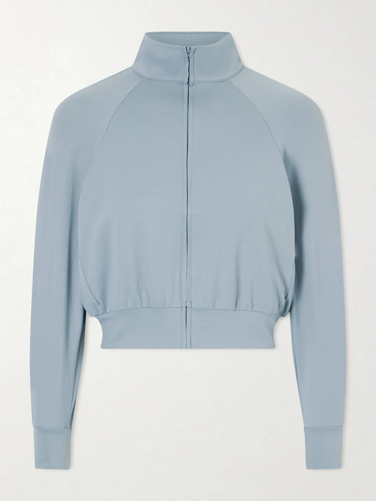 Image of Coats & Jackets. Product name - + Nike Cropped Track Jacket - Washed Pacific in Blue colour by brand - SKIMS