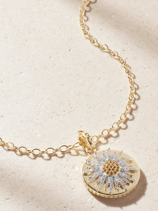 Yvonne Léon Roi Soleil Mini 18-karat Gold, Diamond And Citrine Necklace