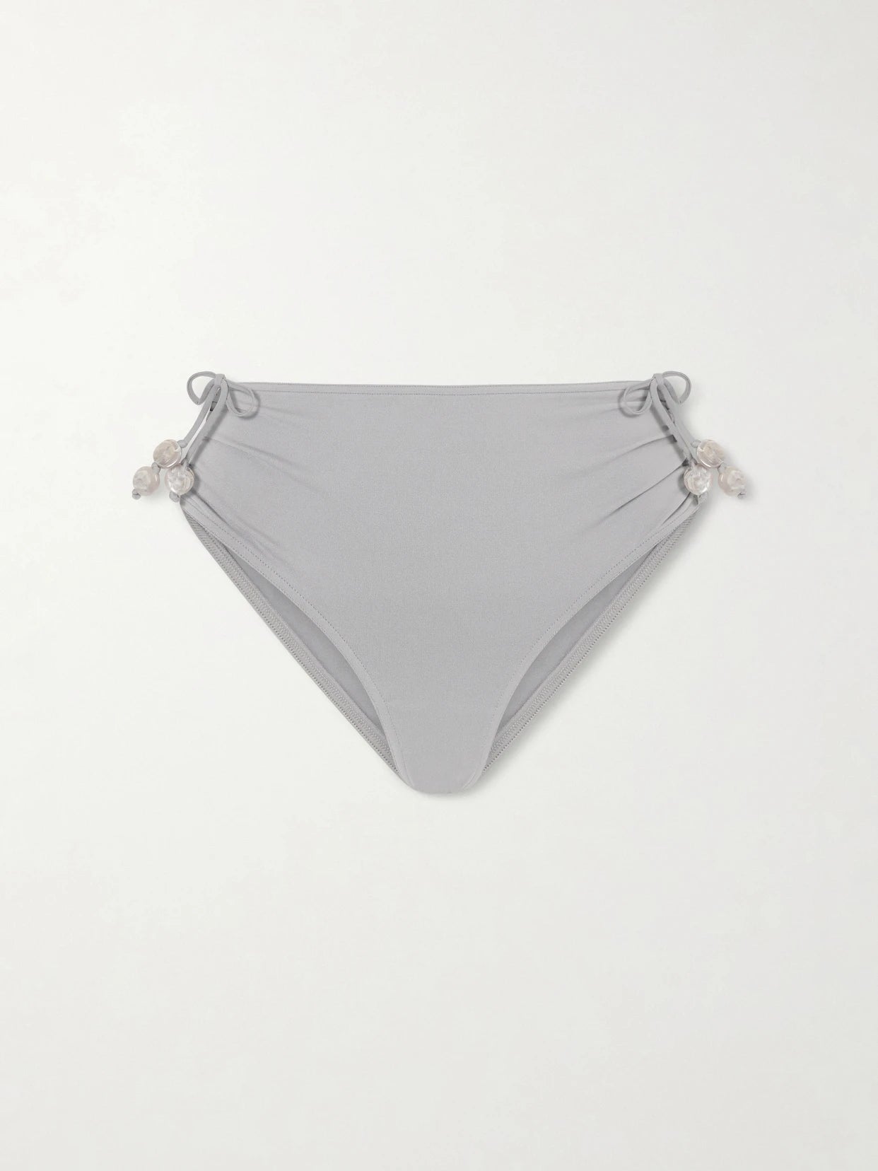Image of Swimwear. Product name - Christie Embellished Stretch-jersey Bikini Briefs in Gray colour by brand - Eres