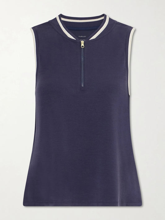 Image of a model wearing Tops. Product name - Inga Jersey Tank Top in Blue colour by brand - Varley