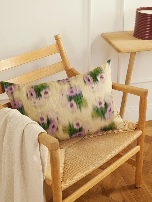 Image of Decor. Product name - Ottilia Floral-print Metallic Woven Cushion in Multi colour by brand - The House of Lyria