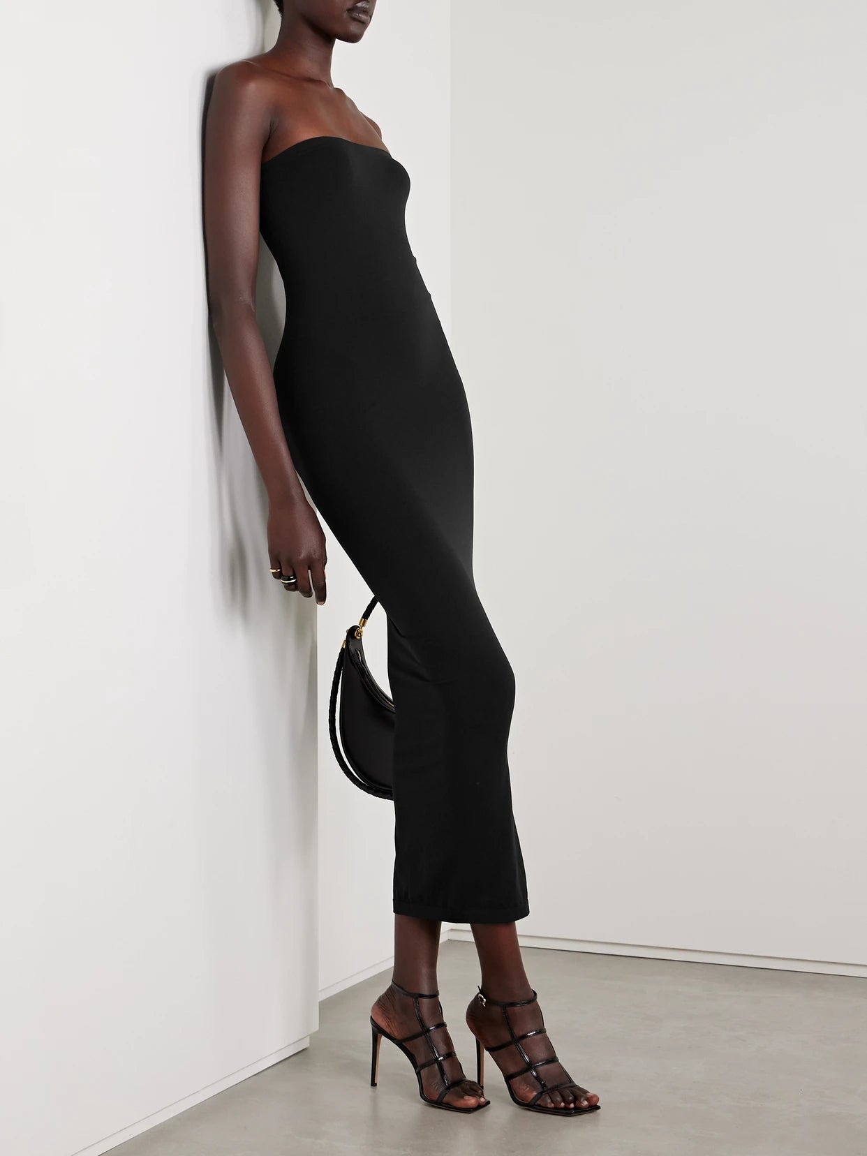 Image of Dresses. Product name - Fatal Strapless Stretch-jersey Maxi Dress in Black colour by brand - Wolford
