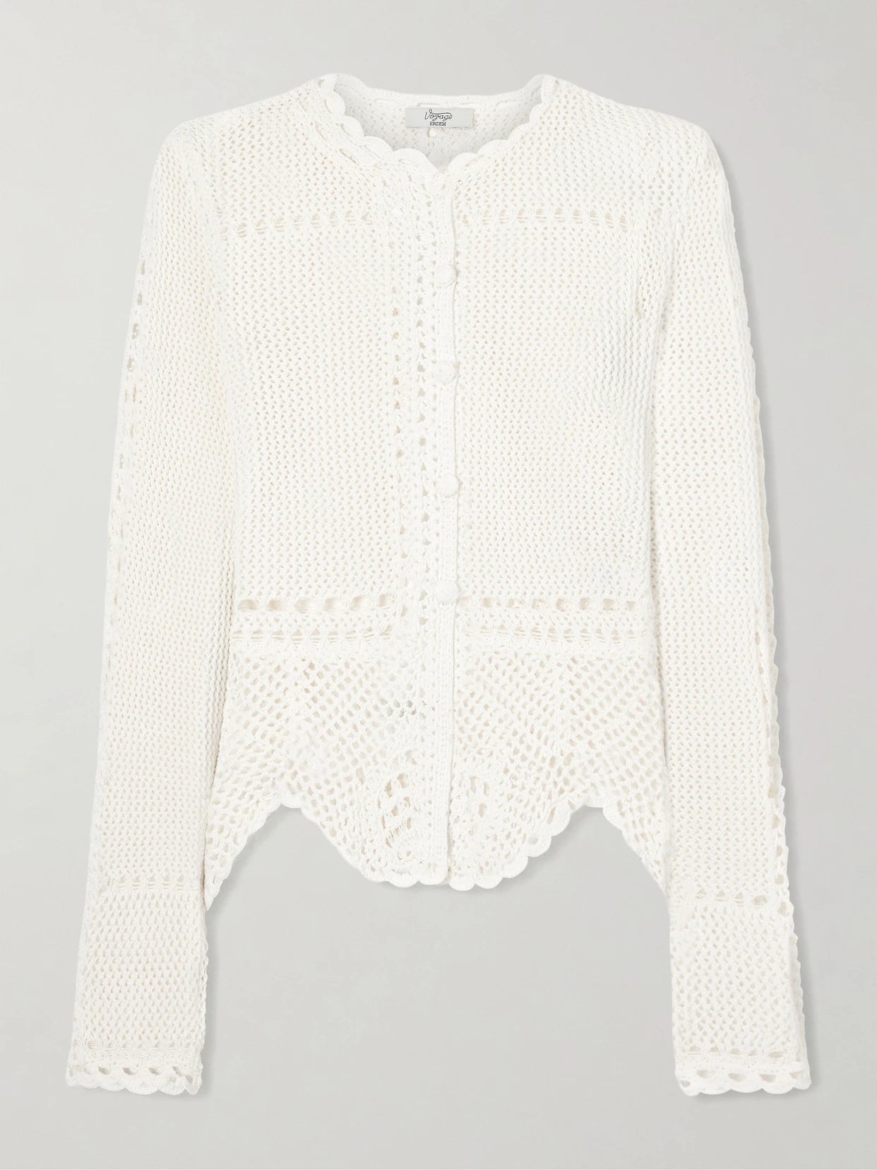 Crocheted Cotton Peplum Cardigan
