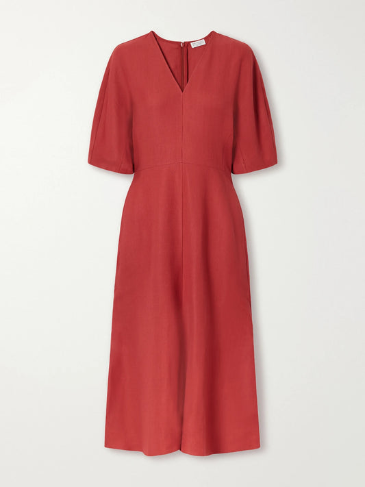 Brunello Cucinelli Paneled Woven Midi Dress
