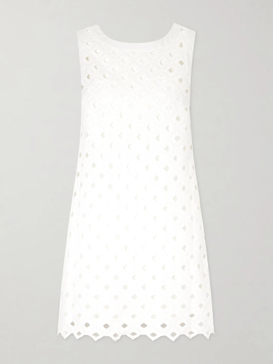 Image of Dresses. Product name - Beachwear Embroidered Woven Mini Dress in White colour by brand - Max Mara