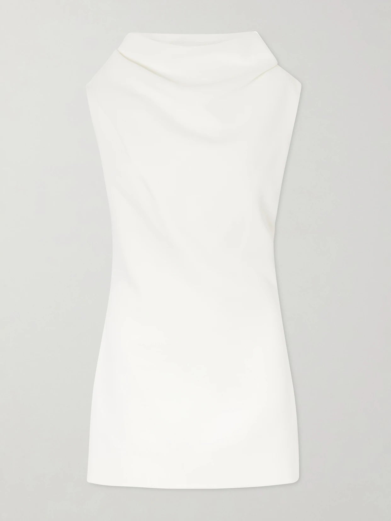 Image of Dresses. Product name - Astor Bonded Crepe Satin Mini Dress in White colour by brand - KHAITE