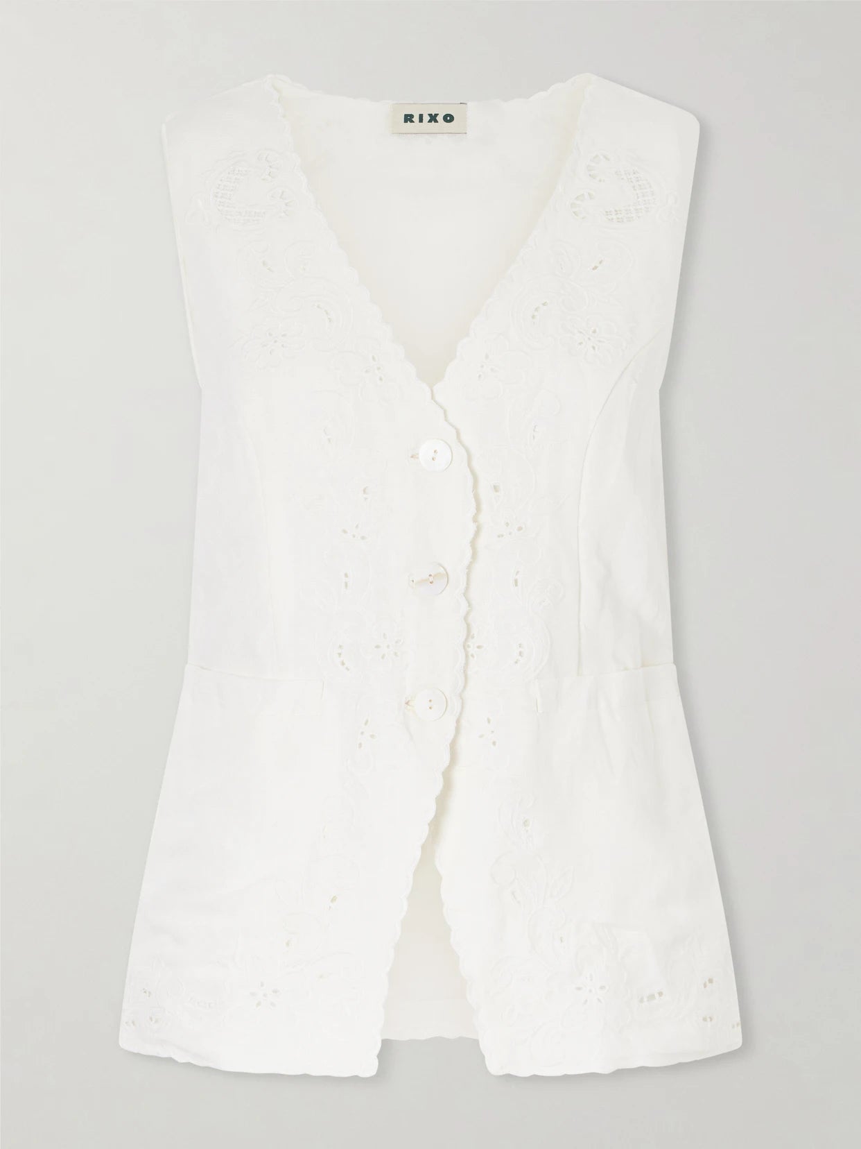 Jesse Broderie Anglaise Linen-blend Top