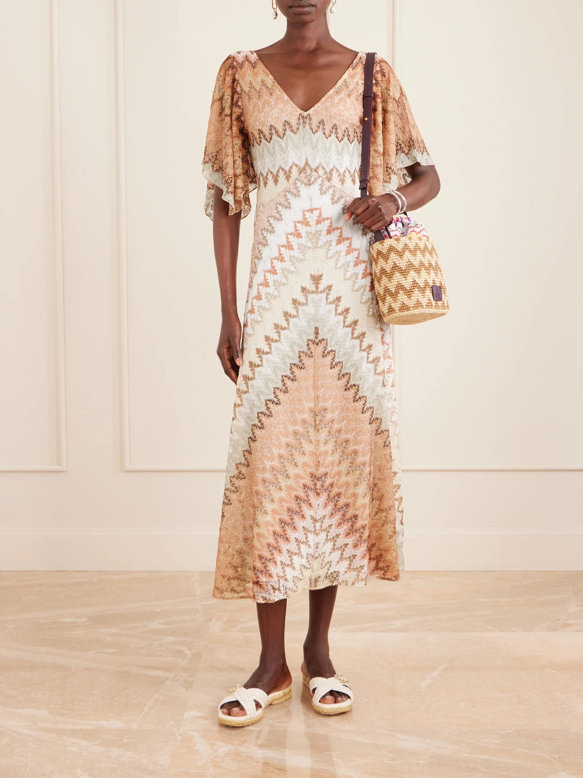 Image of Sandals. Product name - Strass Crystal-embellished Leather-trimmed Raffia Slides in Off-white colour by brand - Roger Vivier