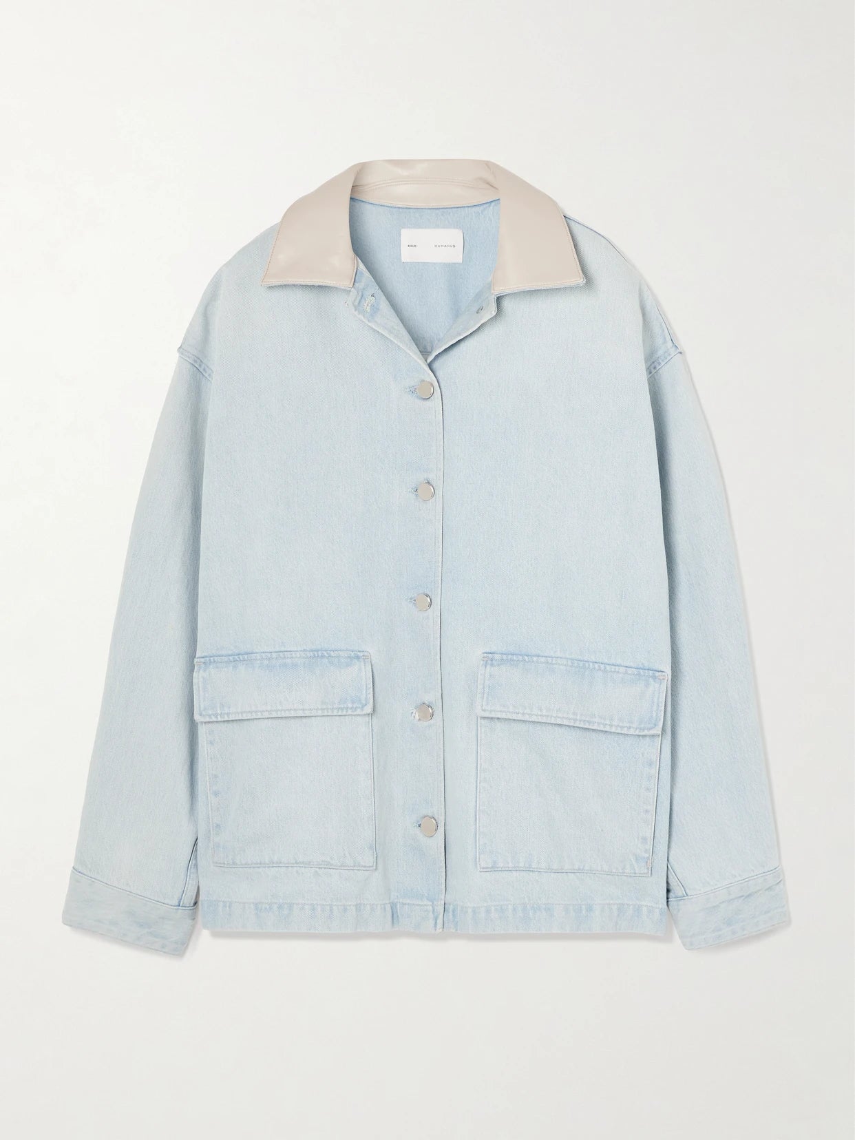 + Maria Mcmanus Oversized Leather-trimmed Denim Jacket