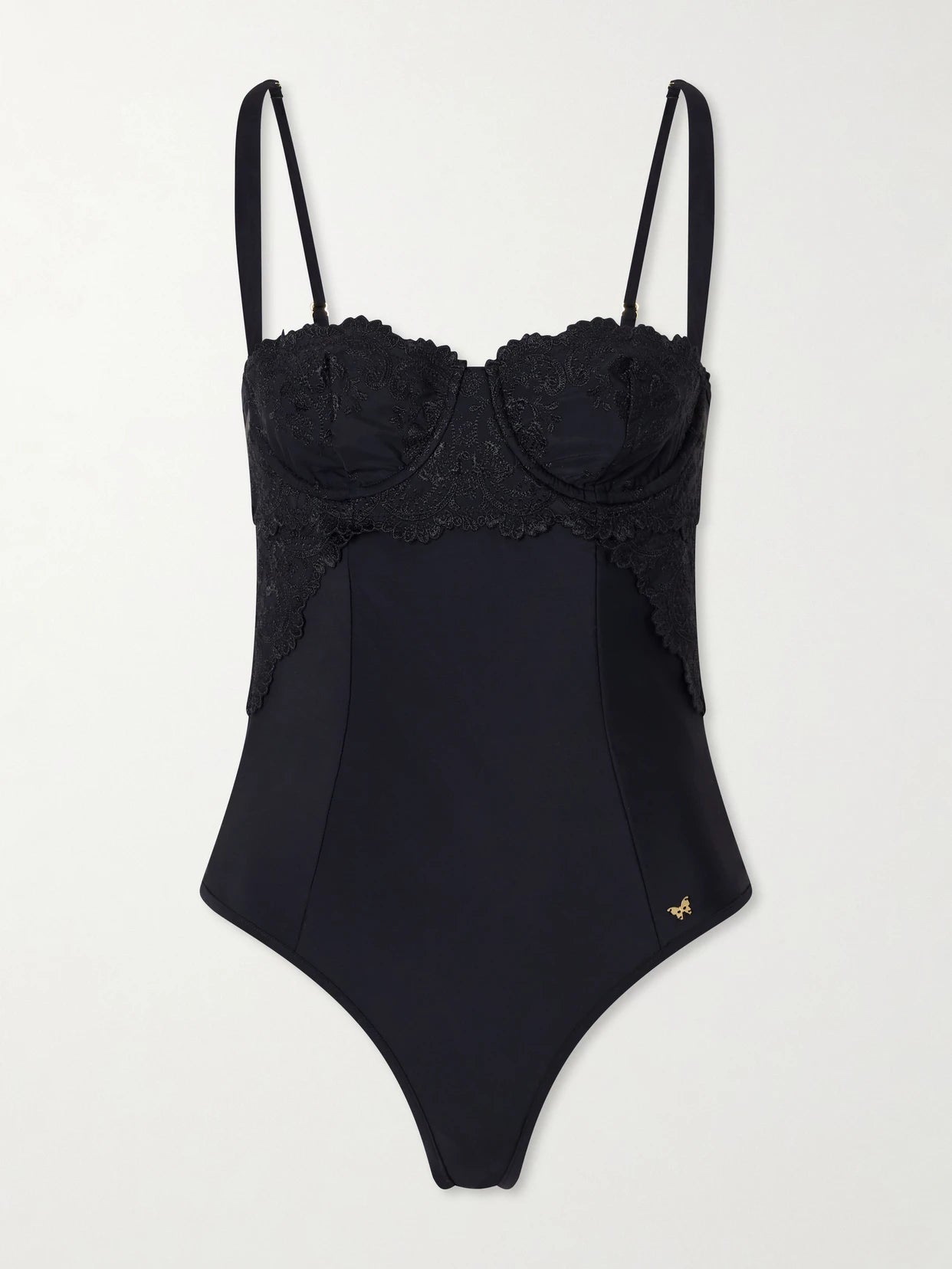 Image of Swimwear. Product name - Juliette Lace-trimmed One-piece in Black colour by brand - Kiki de Montparnasse