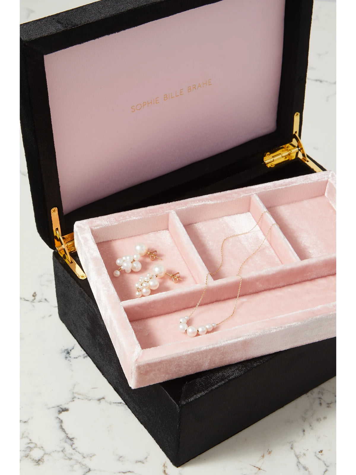 Image of Decor. Product name - Trésor Large Velvet Jewelry Box in Black colour by brand - Sophie Bille Brahe