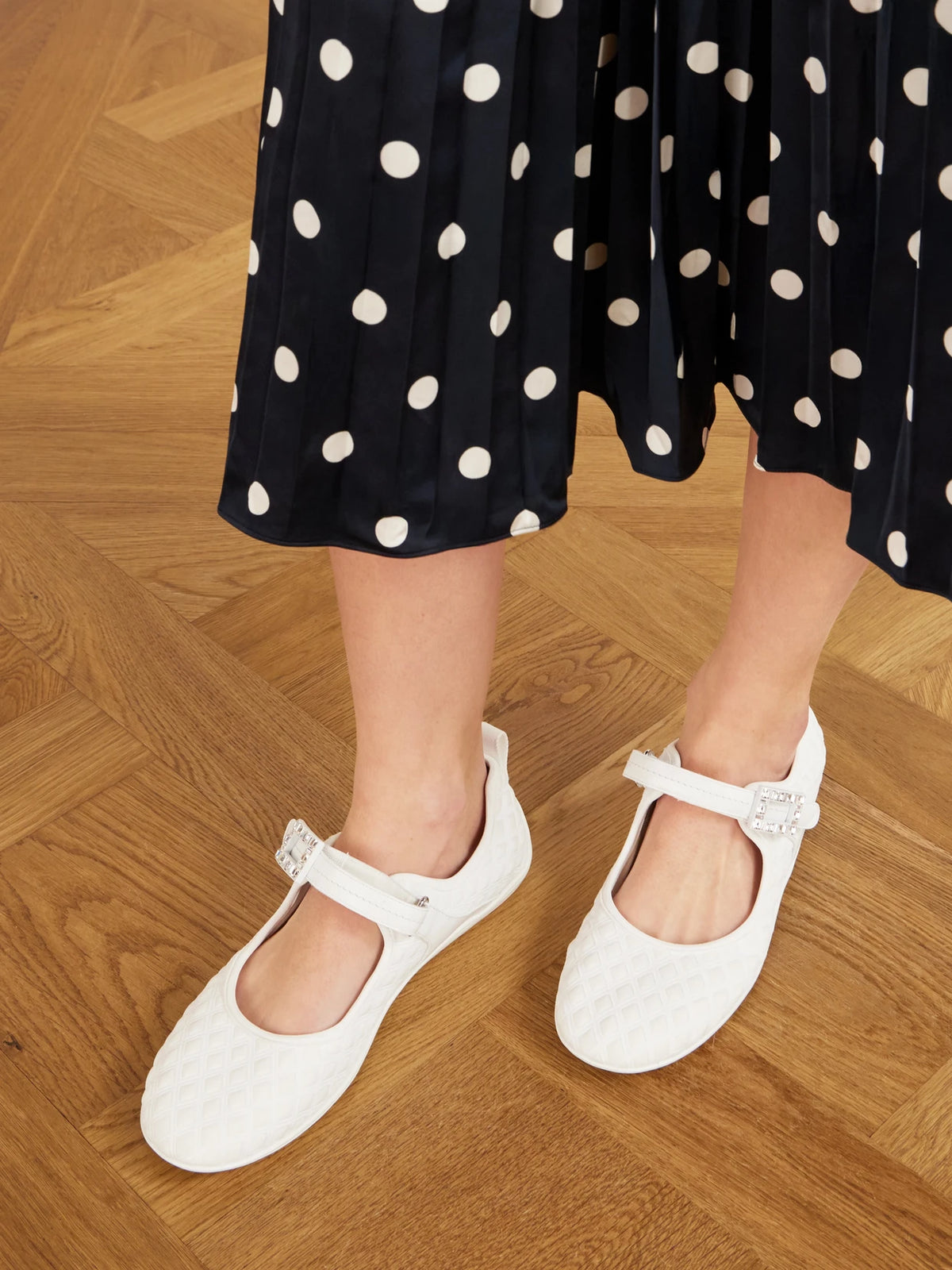 Viv Low Buckled Leather And Rubber-trimmed Twill Ballet Flats
