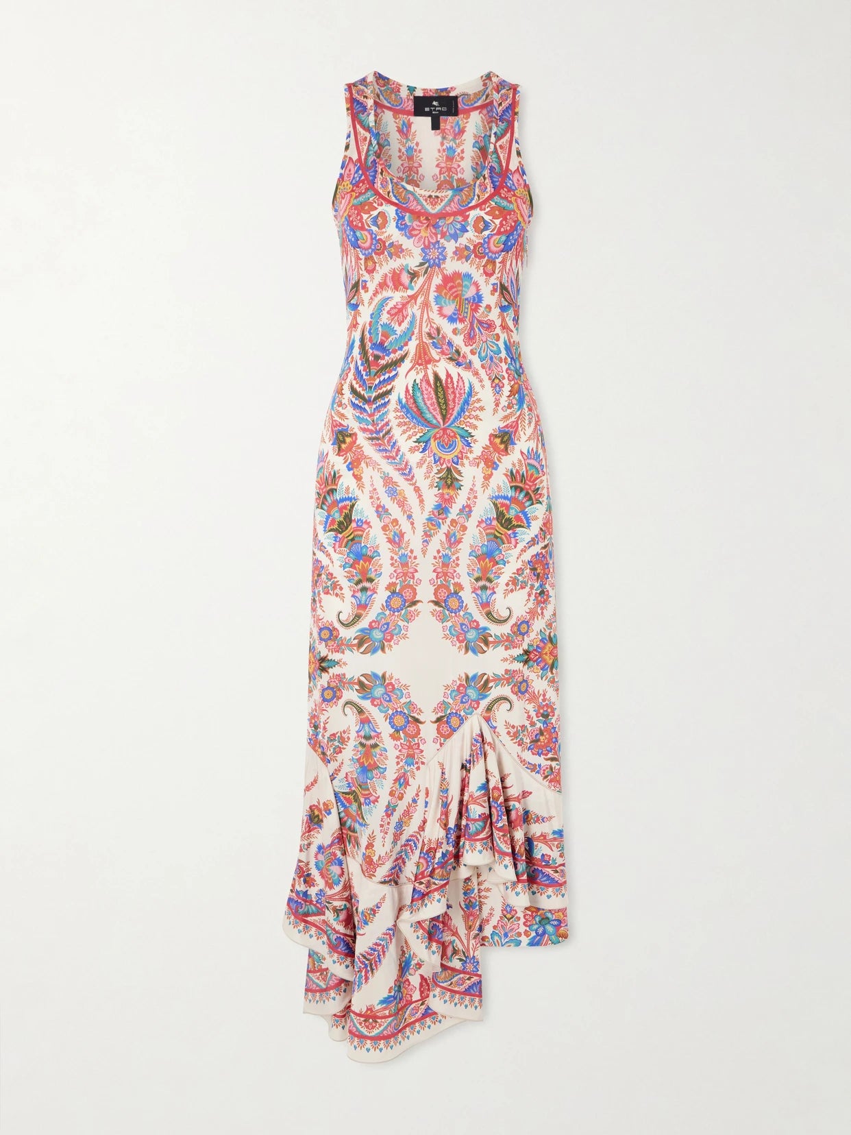 Image of Dresses. Product name - Cut-out Paisley-print Satin-jersey Midi Dress in Multi colour by brand - Etro