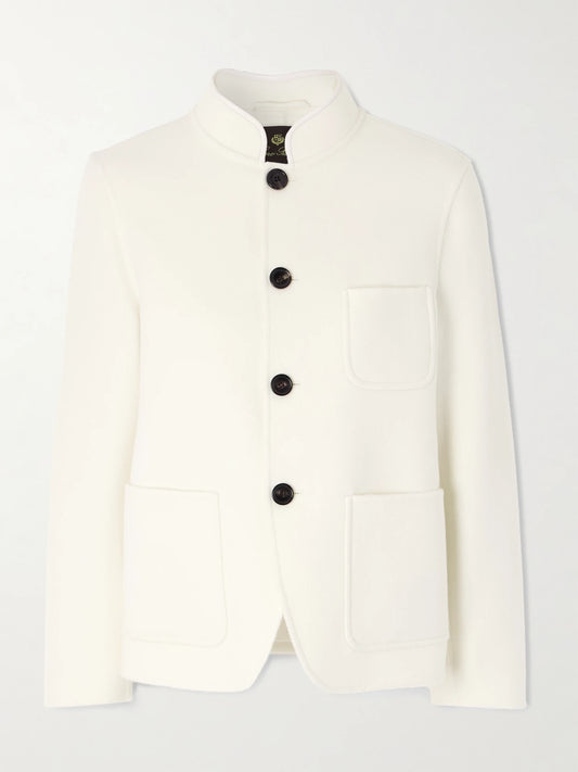 Image of Coats & Jackets. Product name - Spagna Cashmere-twill Jacket in White colour by brand - Loro Piana