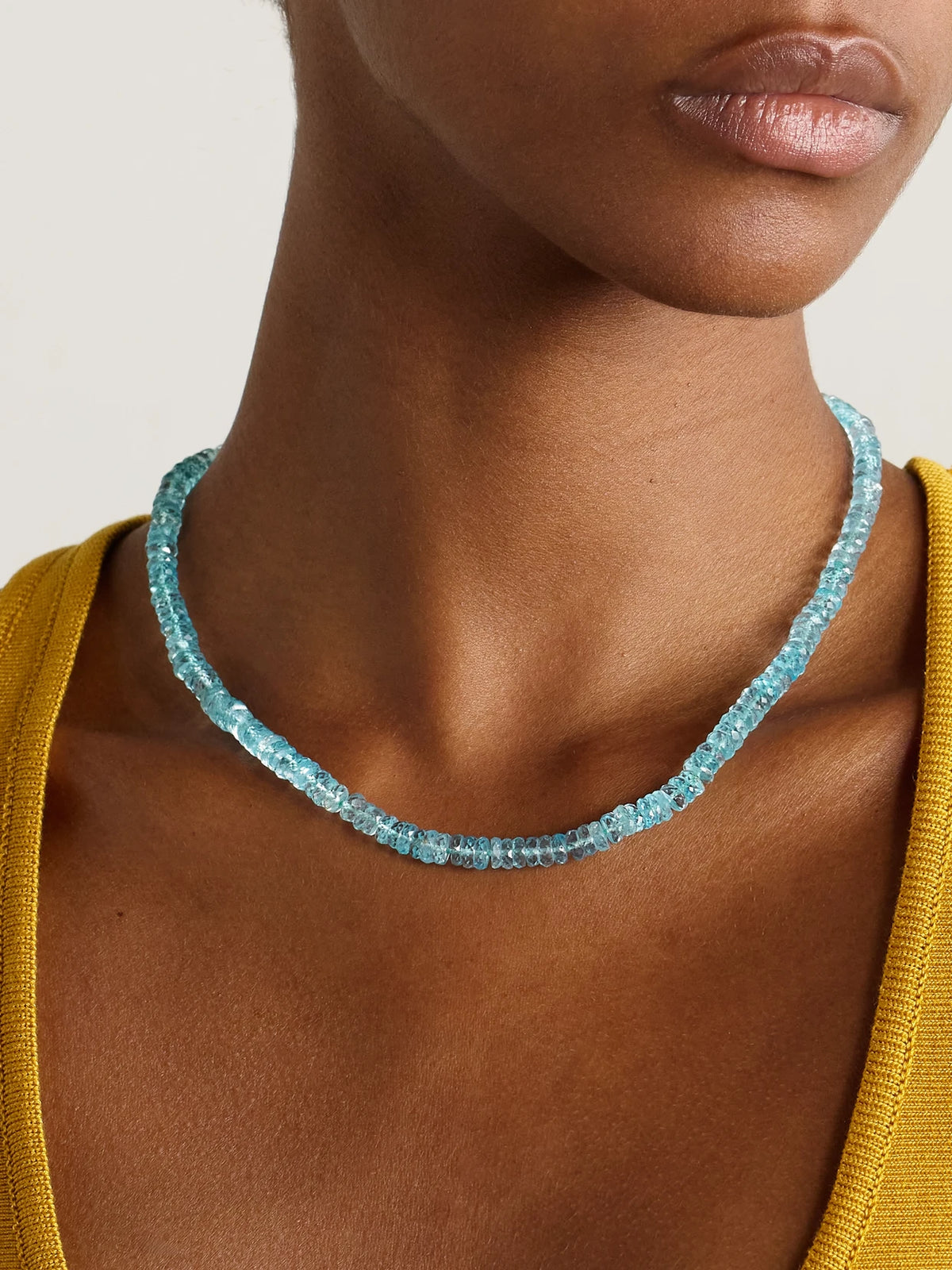 Image of Necklaces. Product name - Gold Apatite Necklace in Blue colour by brand - JIA JIA