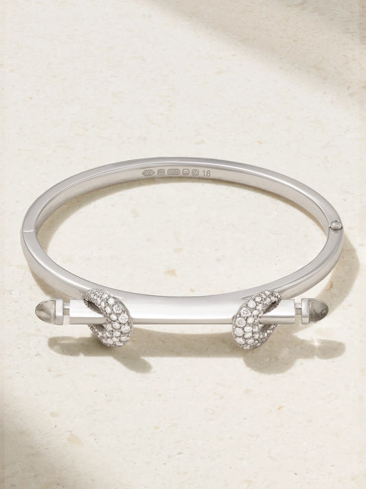 Chakra Icon 18-karat White Gold, Diamond And Quartz Bangle