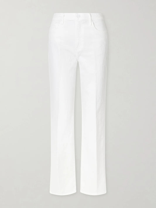 Image of Jeans. Product name - The Kick It High-rise Straight-leg Jeans in White colour by brand - Mother