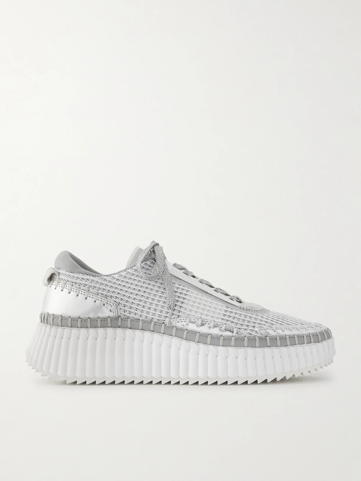 Nama Metallic Leather-trimmed Mesh Sneakers