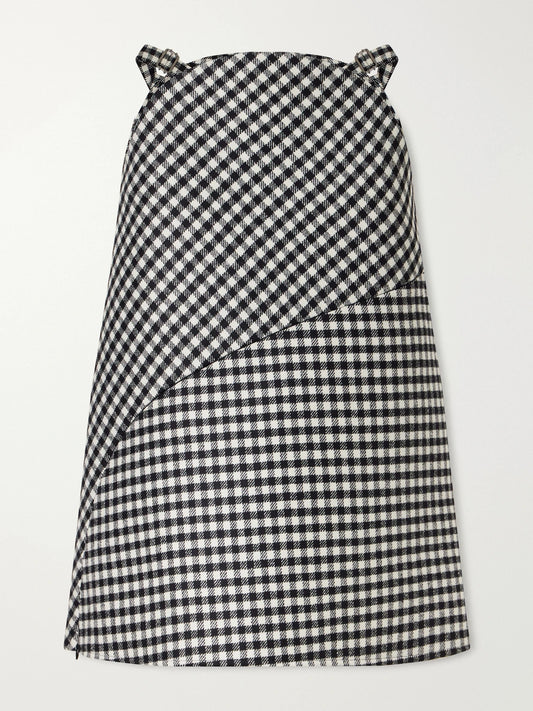 Jean Paul Gaultier Checked Wool-blend Midi Skirt