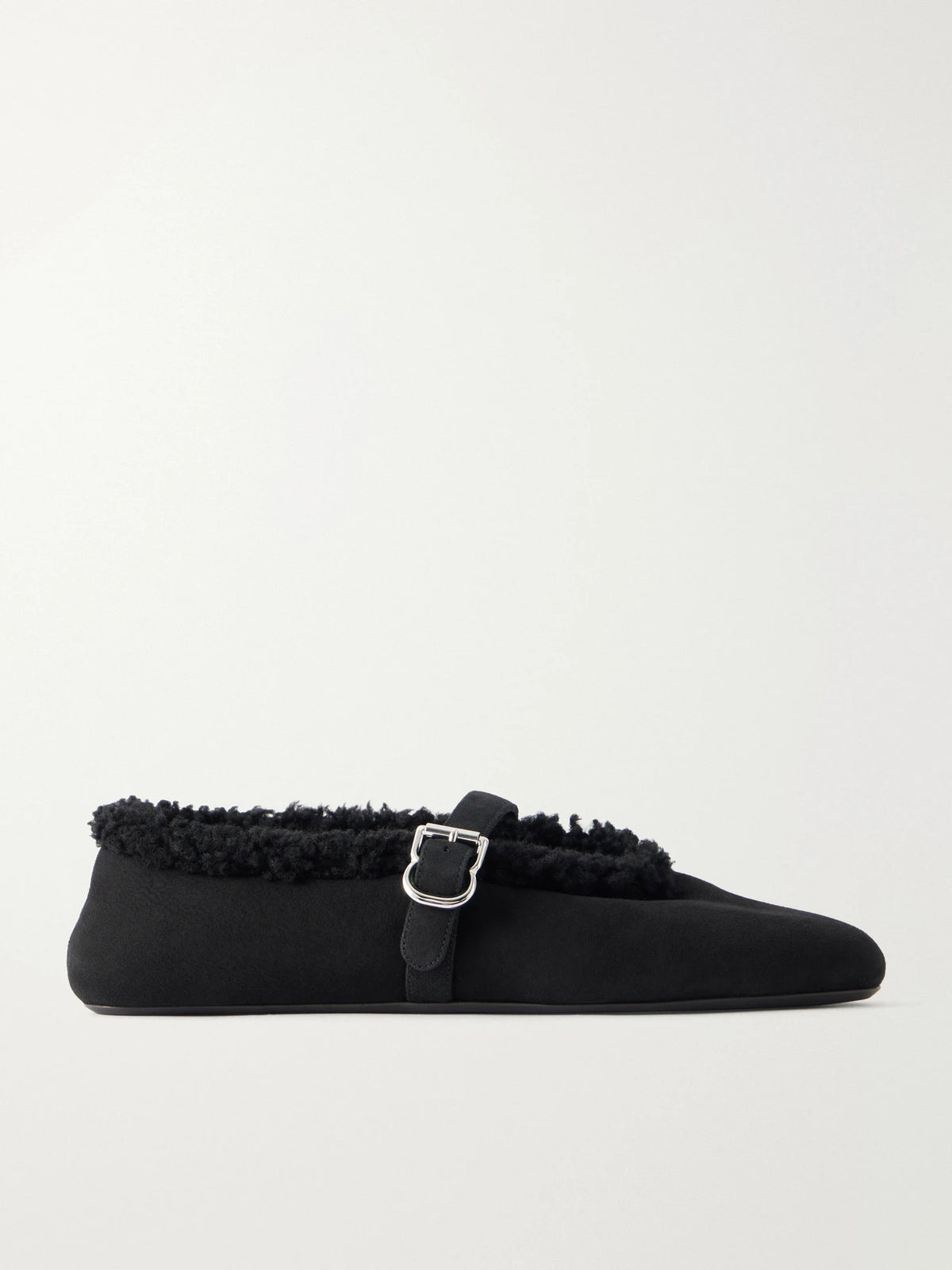 Alaïa La Ballerine Shearling-trimmed Suede Ballet Flats