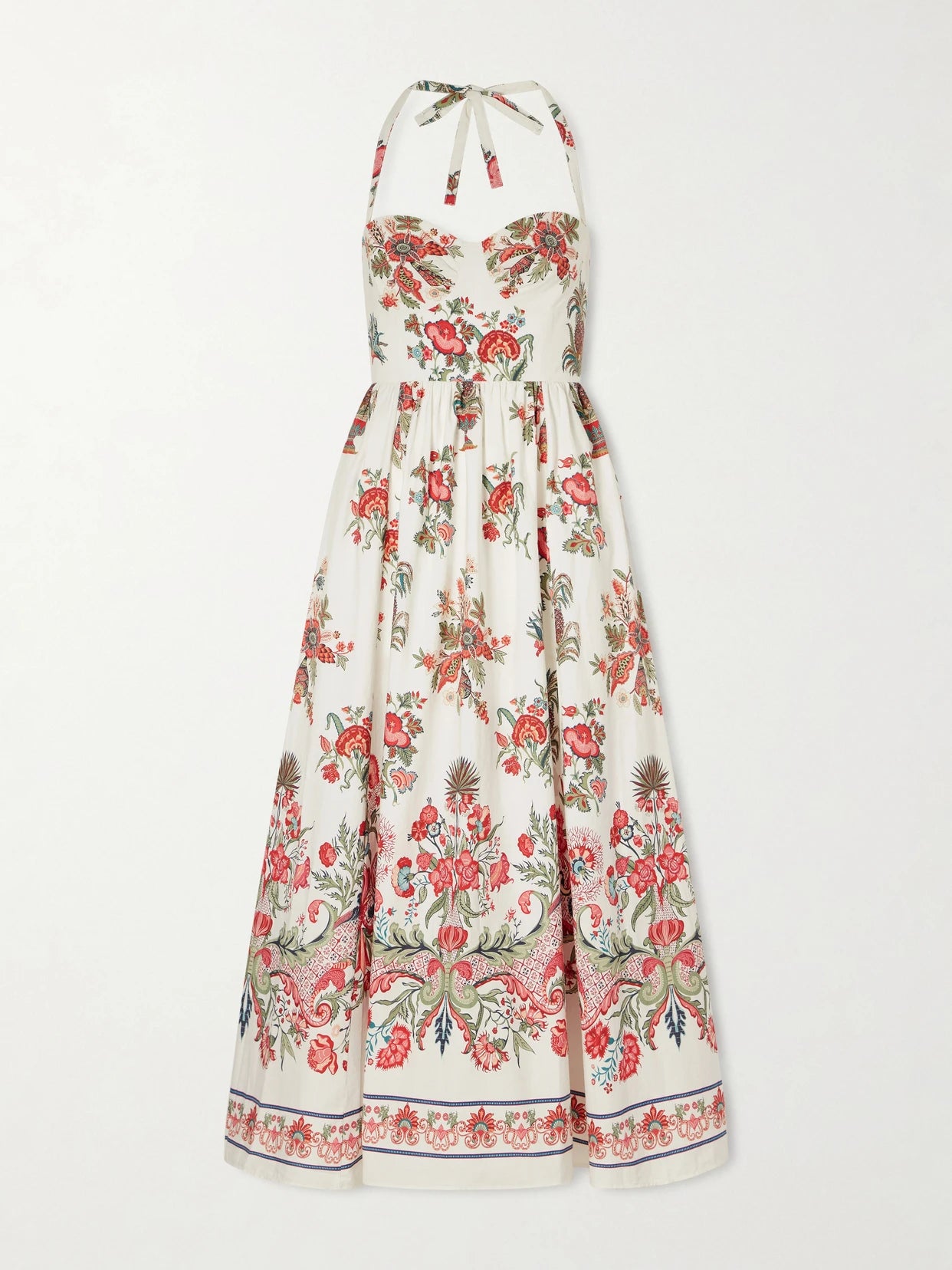 Image of Dresses. Product name - Johanna Chintz Floral-print Cotton Maxi Dress in Red colour by brand - Emporio Sirenuse
