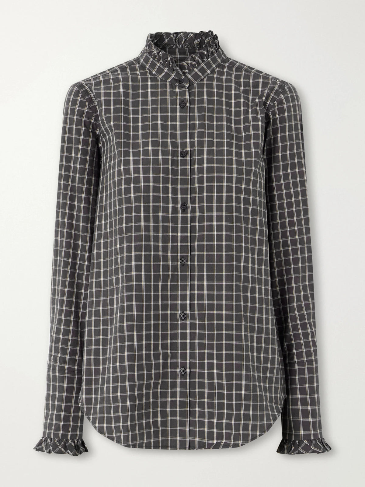 Nili Lotan Elio Ruffle-trimmed Checked Cotton Shirt