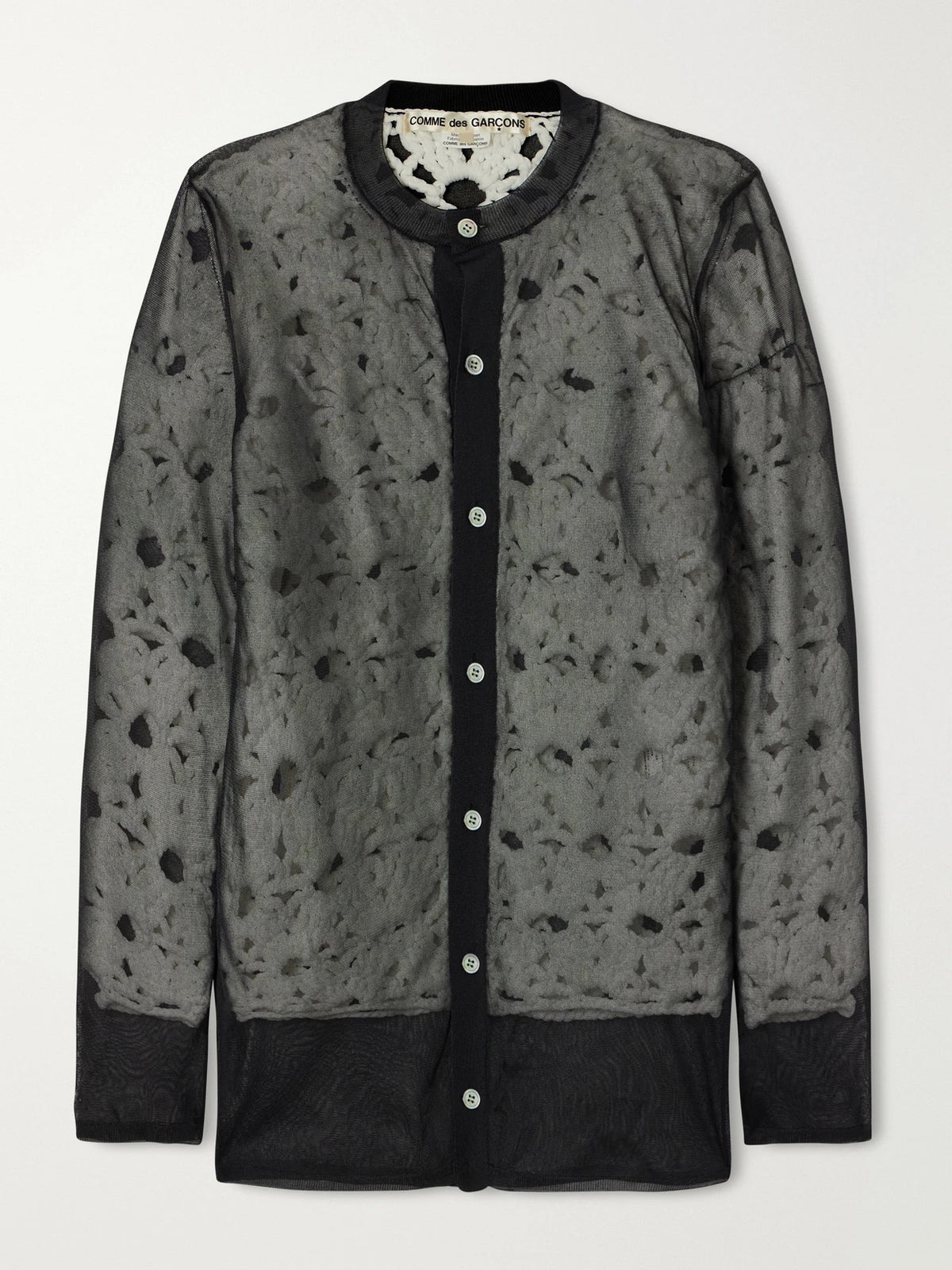 Comme des Garçons Layered Mesh And Crochet-knit Cardigan