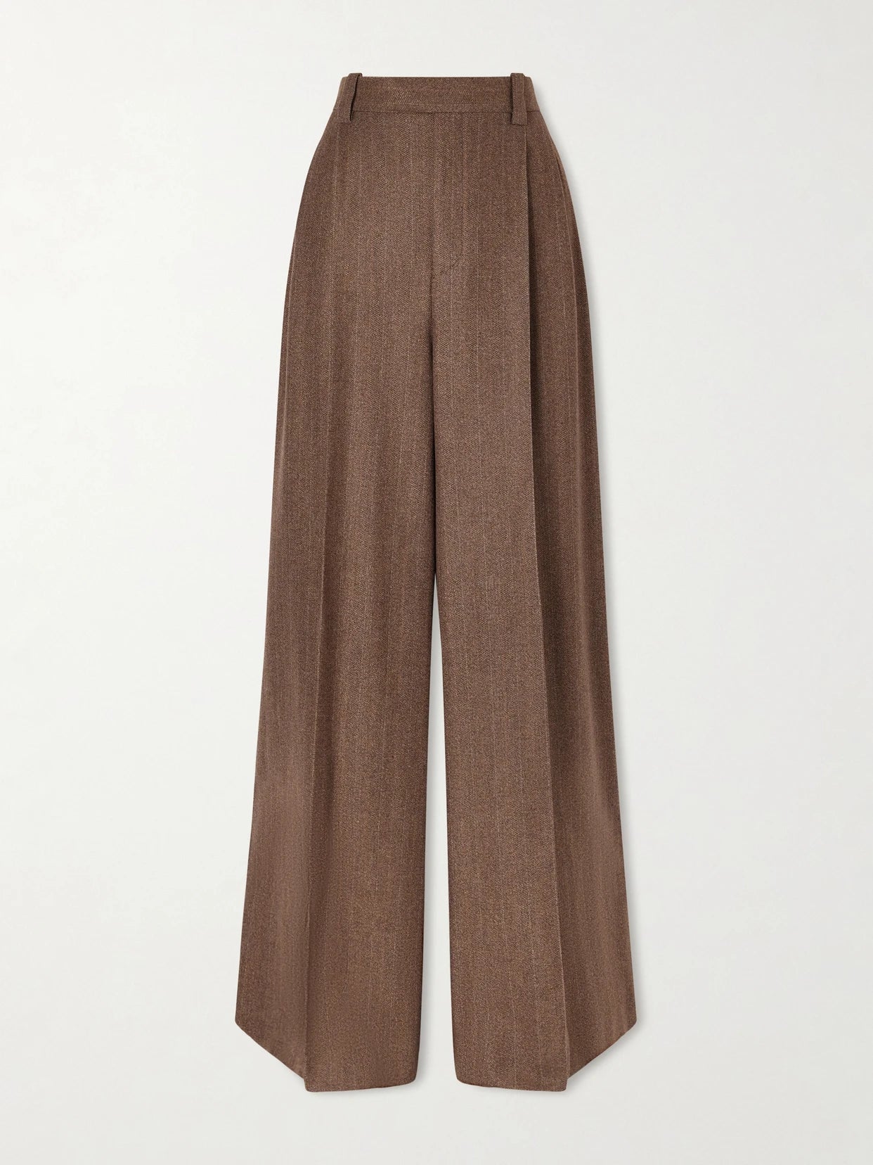 Pleated Pinstriped Wool And Cashmere-blend Wide-leg Pants